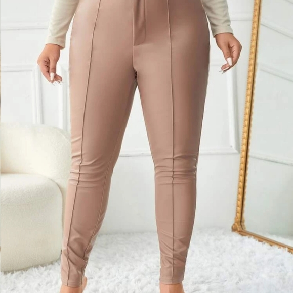 Shein women's high waisted faux leather pants - Picture 1 of 7